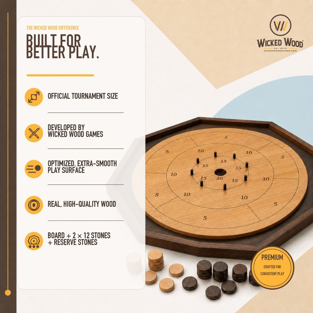 Officiële Crokinole Set - Wicked Wood Games - Toernooi Versie