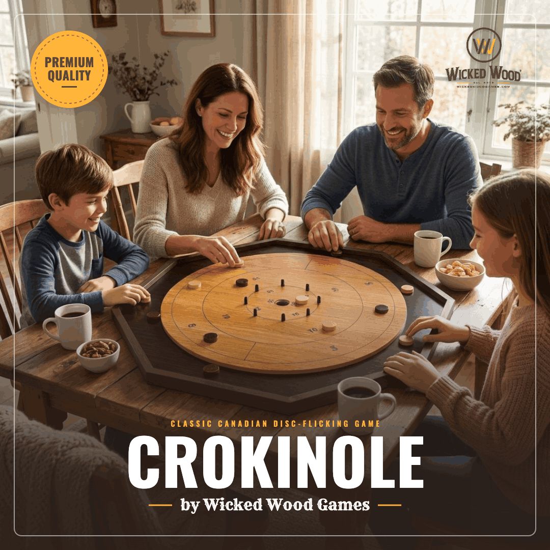 Officiële Crokinole Set - Wicked Wood Games - Toernooi Versie