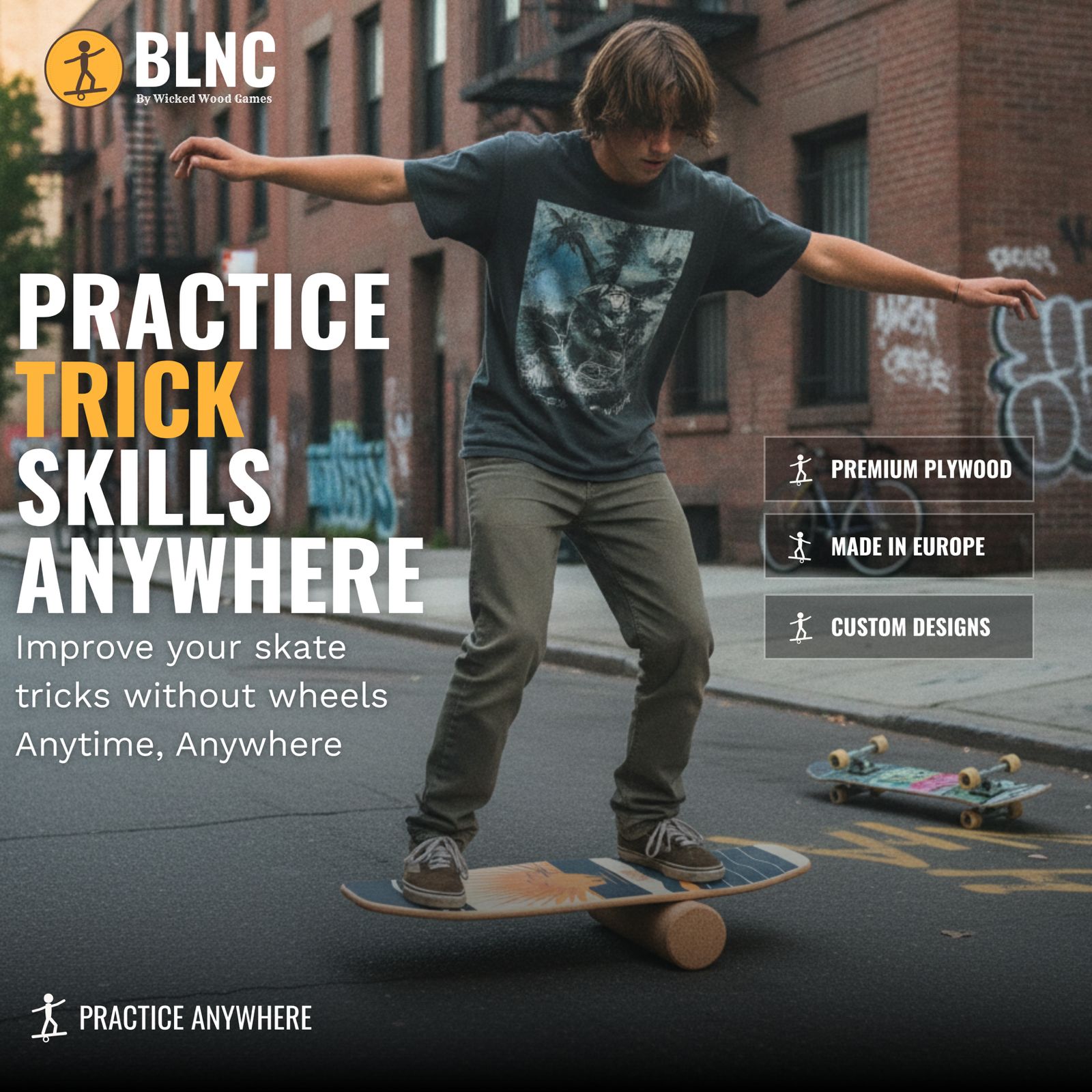 BLNC Trick Balance Board - Go Fishing - Skate Tricks